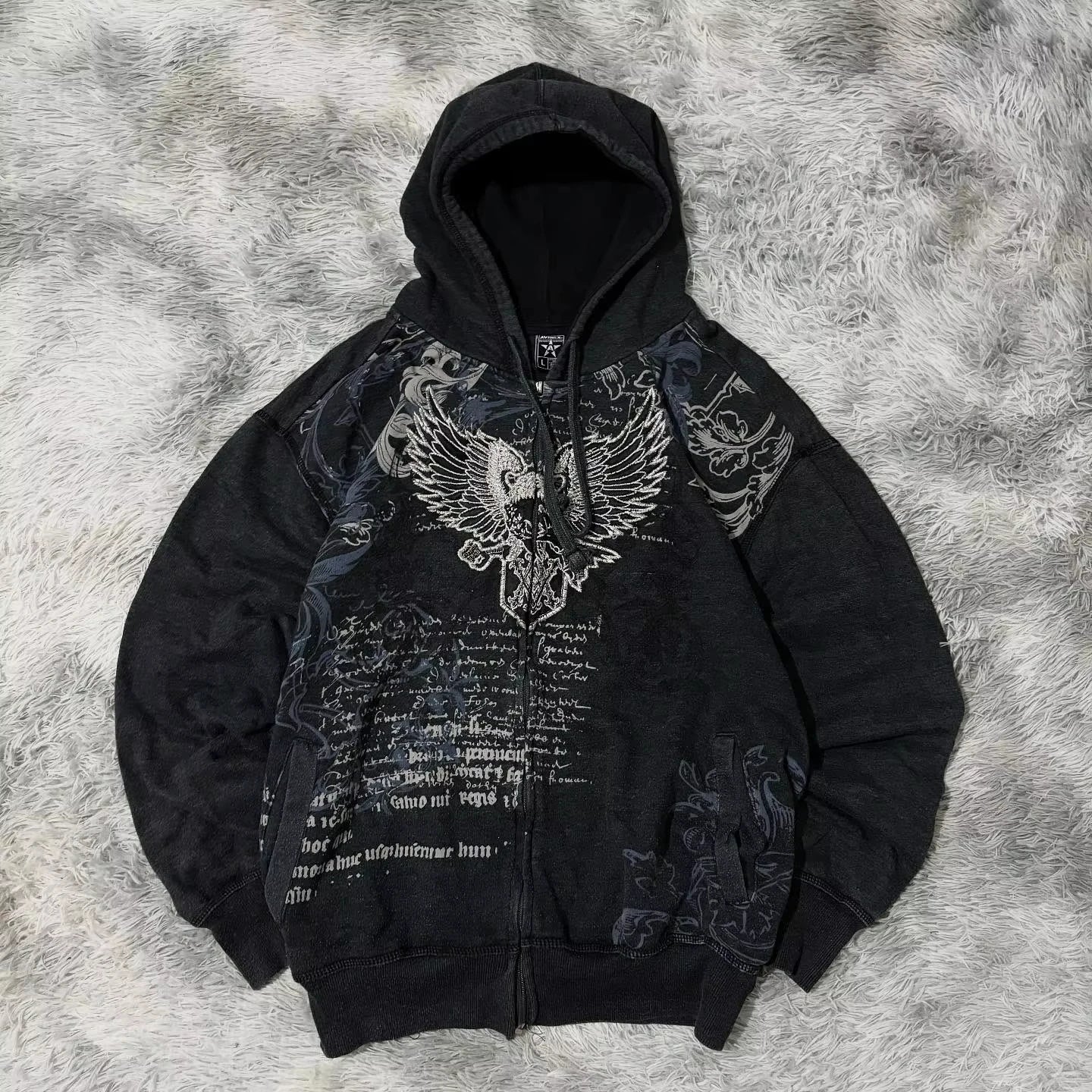 Vintage Popular New Pattern Printing Hooded Sweater Women Y2K Korean Version Tight Casual Plus Velvet Padded Joker Sports Hoodie