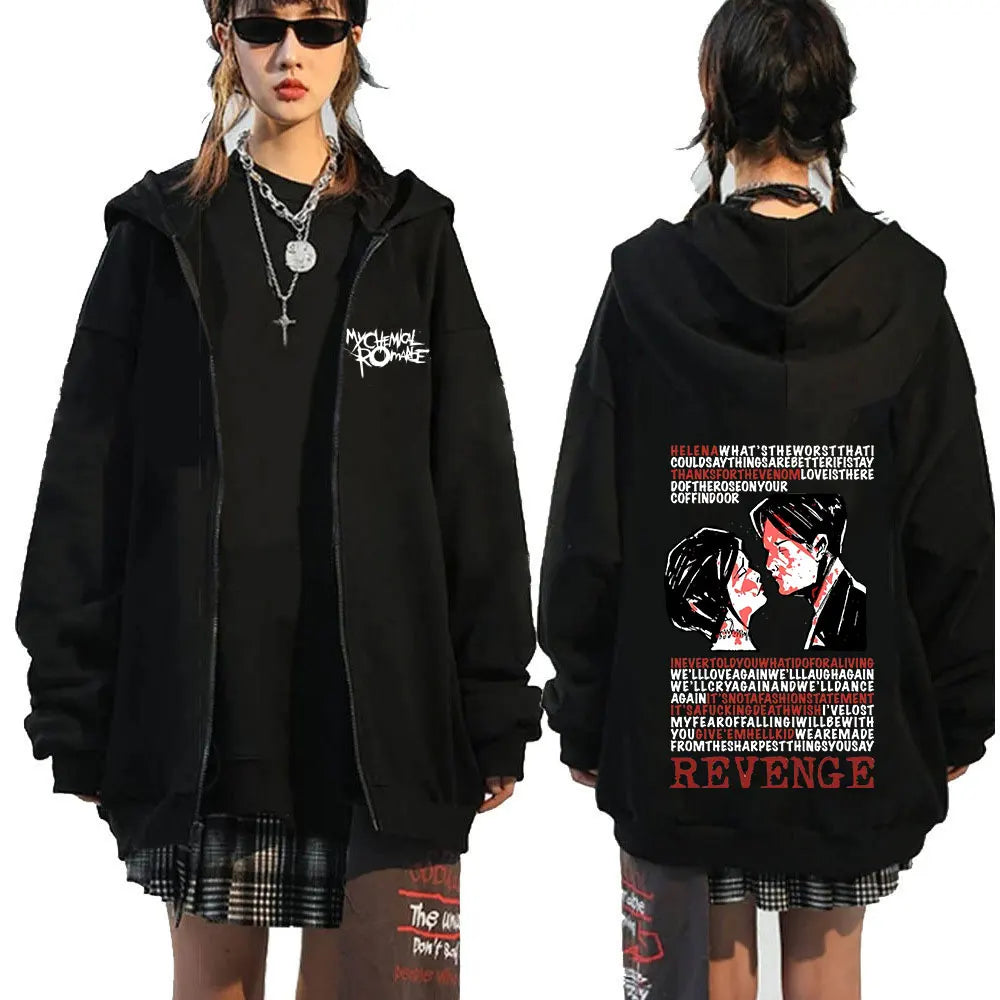 Rock Band My Chemical Romance Mcr Dead Zipper Hoodie Black Parade Punk Emo Zip Up Sweatshirt Men Fashion Vintage Hip Hop Hoodies
