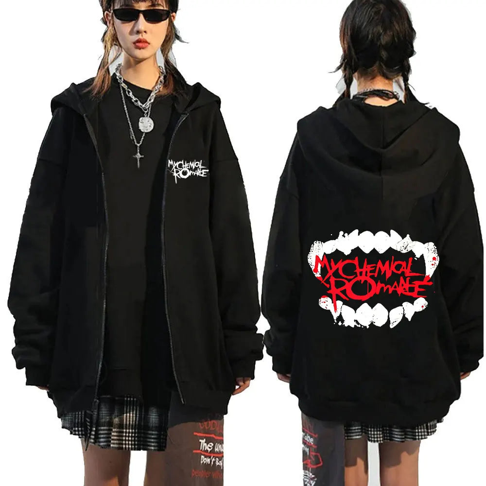 Rock Band My Chemical Romance Mcr Dead Zipper Hoodie Black Parade Punk Emo Zip Up Sweatshirt Men Fashion Vintage Hip Hop Hoodies