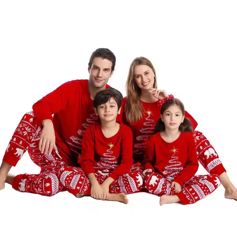 New Family Christmas Pajamas Mom Dad Kids Matching Clothing Set Baby Romper Pjs Soft Loose 2 Pieces Suit Homewear Xmas Look