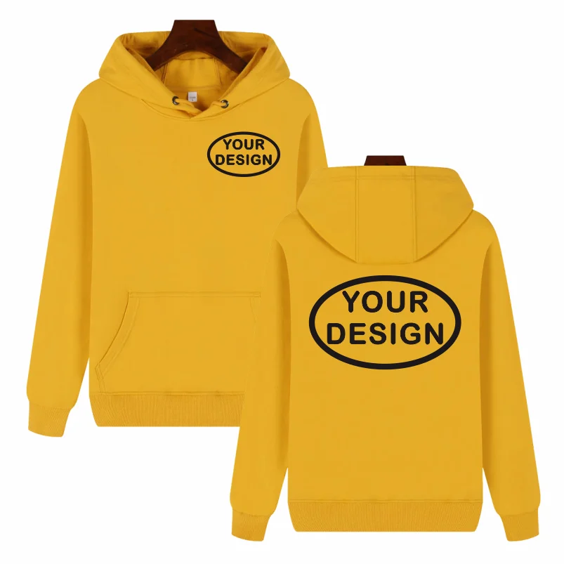 Customized Hooded Sweatshirt With LOGO Printing Embroidery Personalized Photos Casual 100% Pure Cotton And Plush Thick Pullover