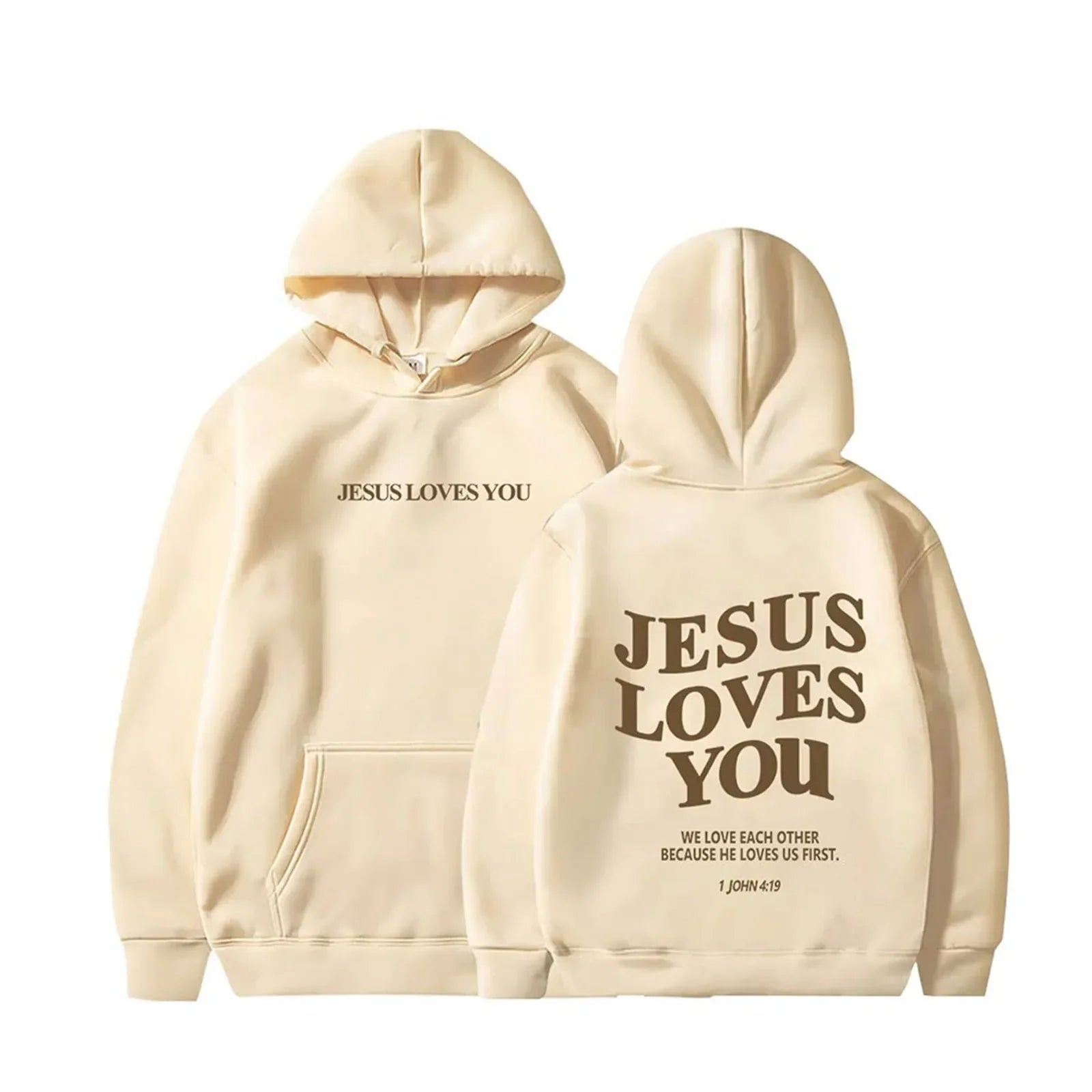 Jesus Loves You Print Pullover Hoodies Women's Hoodie Autumn Winter Men Streetwear Sweatshirt Unisex Hooded Tops Hooded Clothes