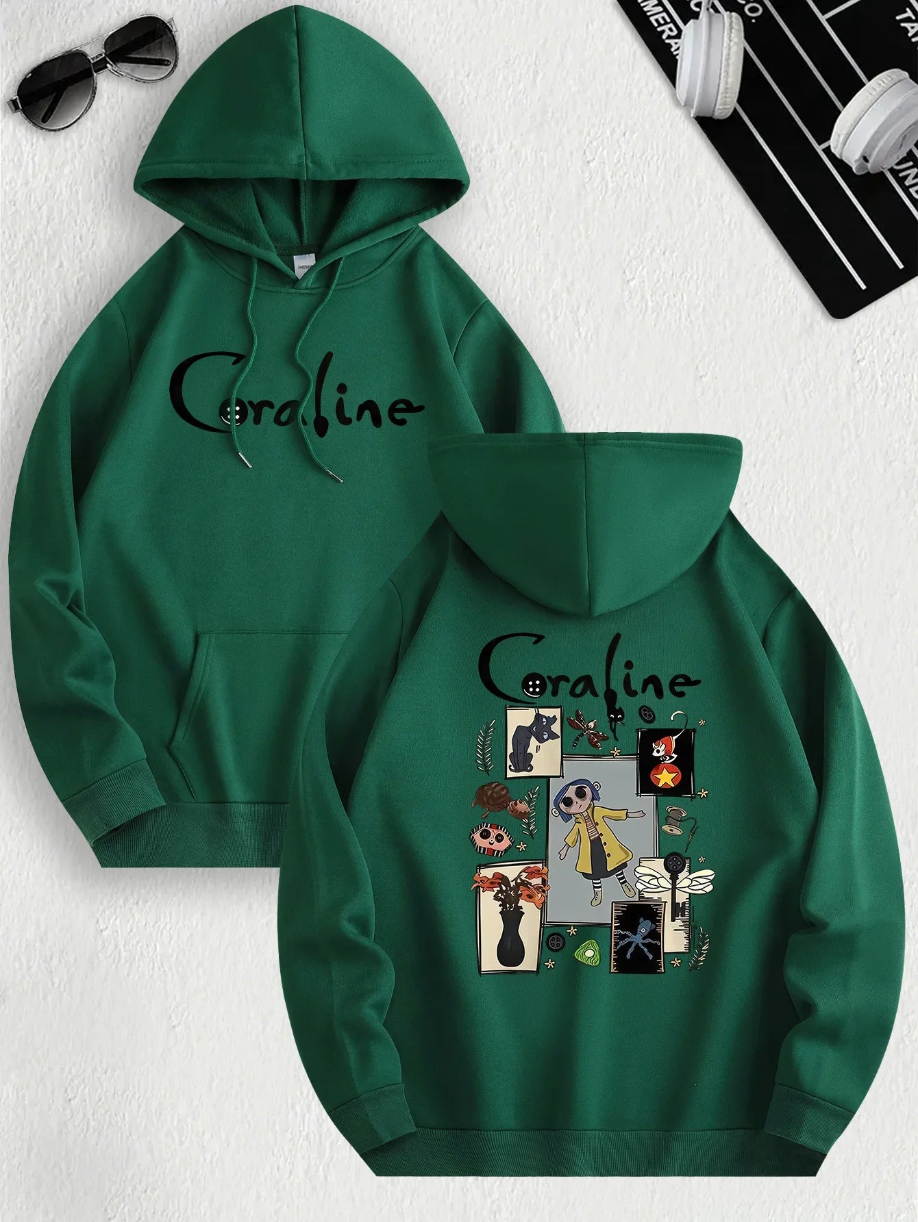 Coraline Inspired Casual Hoodie Men's and Women's Long Sleeved Regular Fit Hooded Pullover with Slight Elasticity
