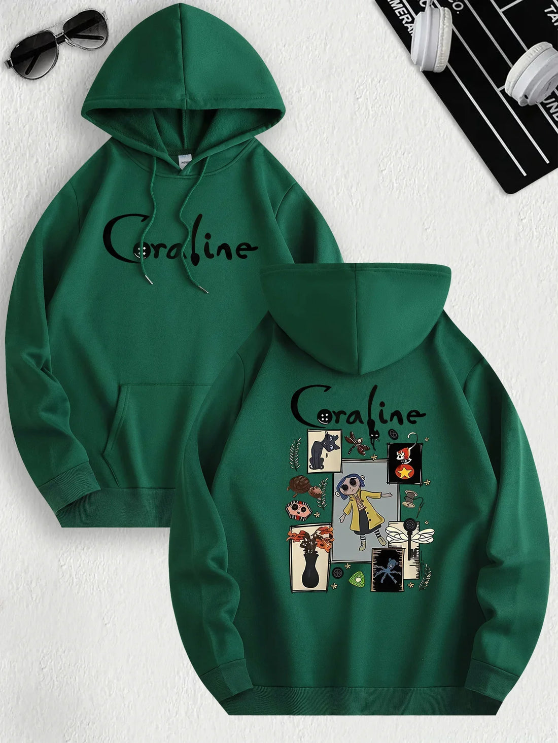 Coraline Inspired Casual Hoodie Men's and Women's Long Sleeved Regular Fit Hooded Pullover with Slight Elasticity