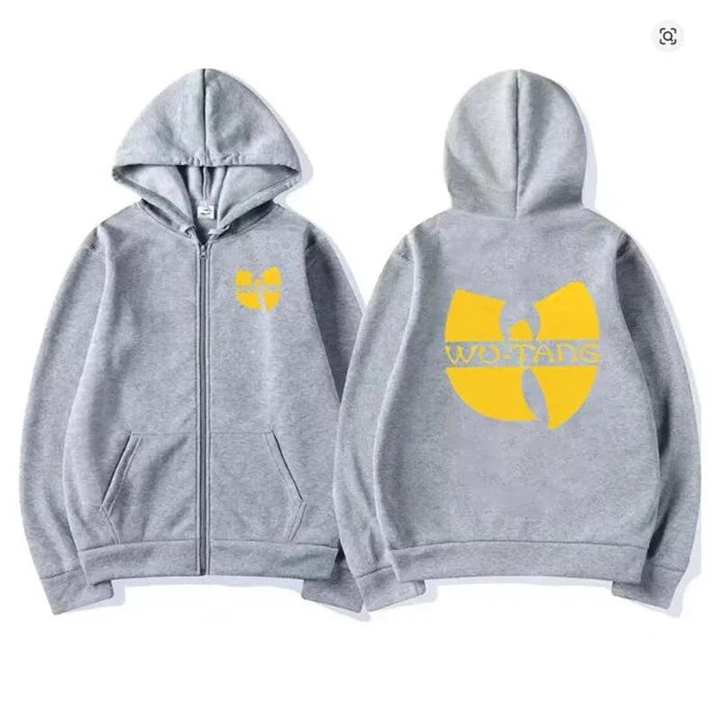 Hip Hop Années 90 Wu Clan T-Tangs Graphics Hoodie Men Women's Punk Zip Up Jacket Long Sleeve Fleece Gothic Coat Loose Streetwear
