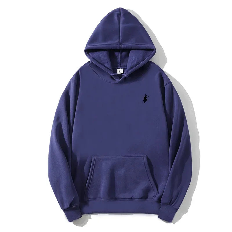 2026 polo print hooded sweatshirt for autumn and winter, suitable for both men and women, loose white couple's casual sweatshirt