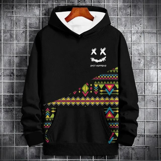 New Ethnic Geometric 3d Print Hoodie Men Women Fashion Gothic Patchwork Hoodie Sweatshirt Vintage Tracksuit Men Clothing Black