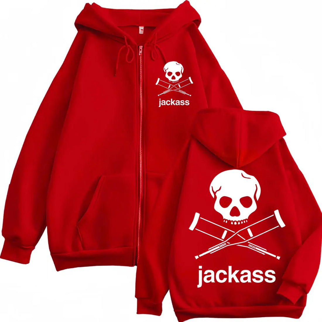 Jackass Logo Double Sided Print Zipper Hoodie High Quality Fashion Zip Up Hooded Sweatshirt Men Women Casual Oversized Pullovers