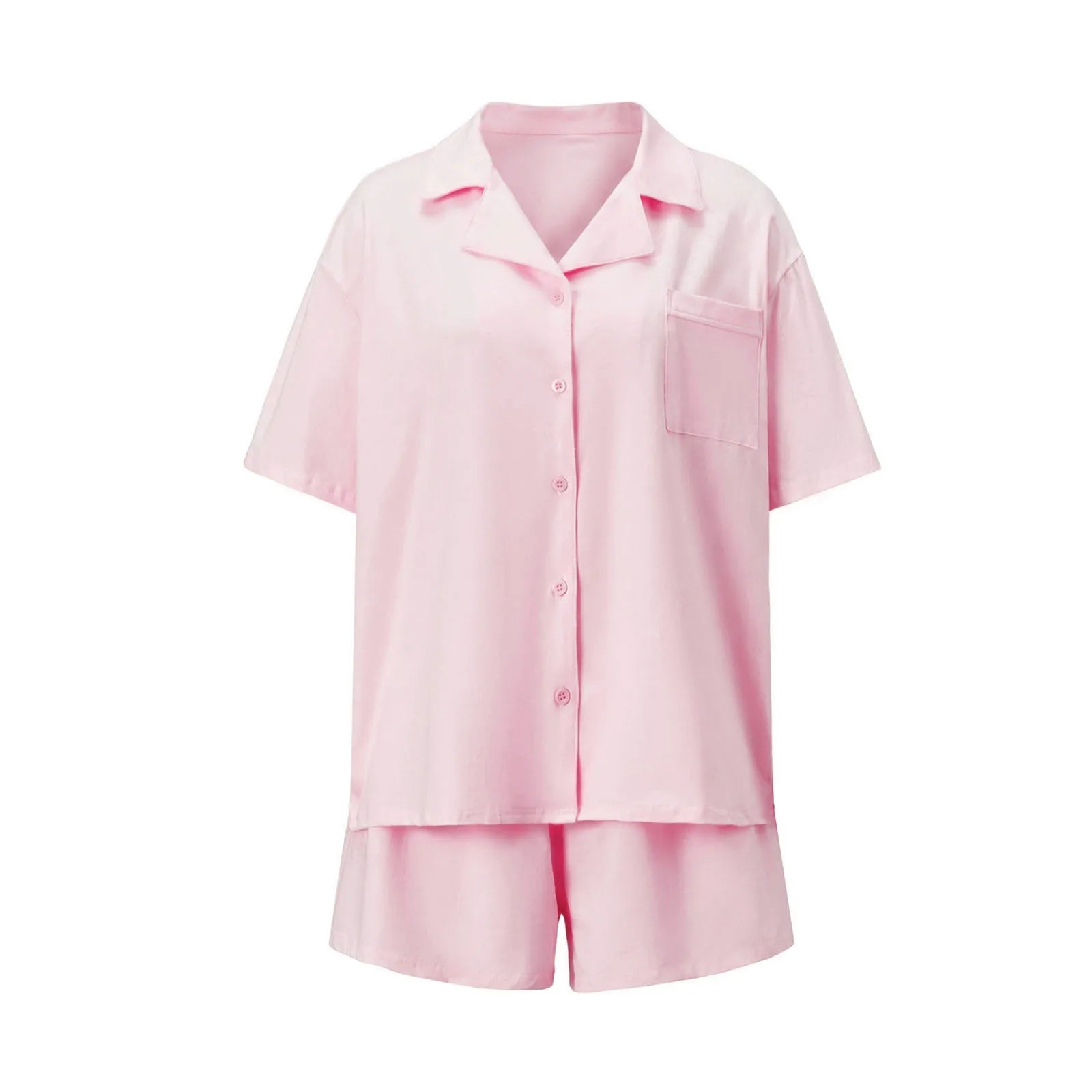 Hirigin Soft Loungewear Sleepwear 2 Piece Set Women Short Sleeve Button Down Pajama Set and Shorts For Home Casual Nightwear