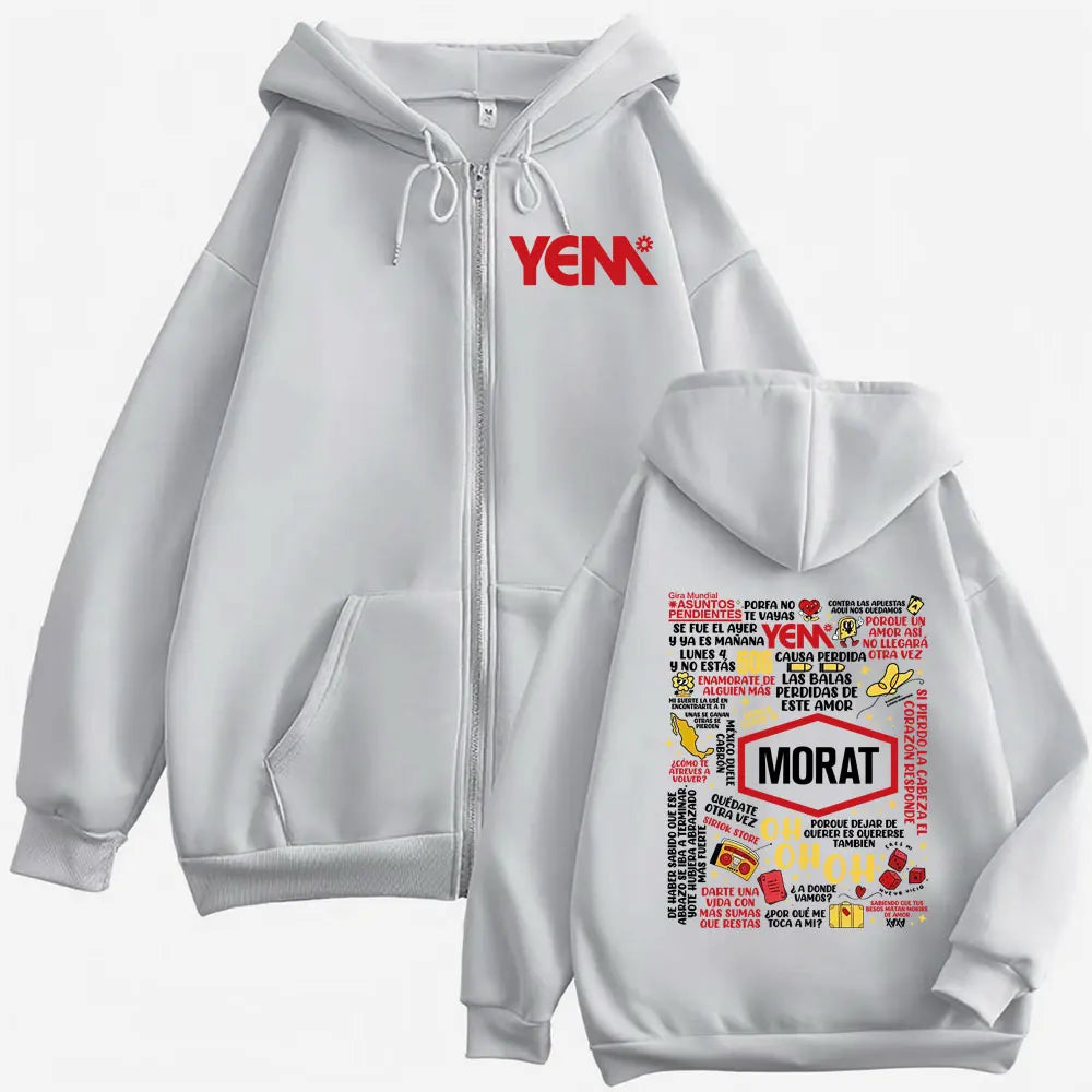 Band Morat Asuntos Pendientes Yem Printed Zip Up Hooded Sweatshirts Men Women Fashion Vintage Comfort Zipper Hoodie Coats Jacket