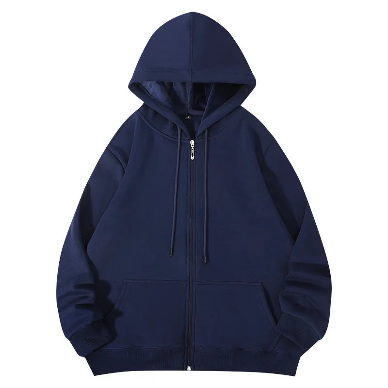 Women Men Oversized Zip Up Hoodie Sports Solid Loose Full Zipper Hooded Sweatshirt Casual Pocket Streetwear Soft Hooded Jacket