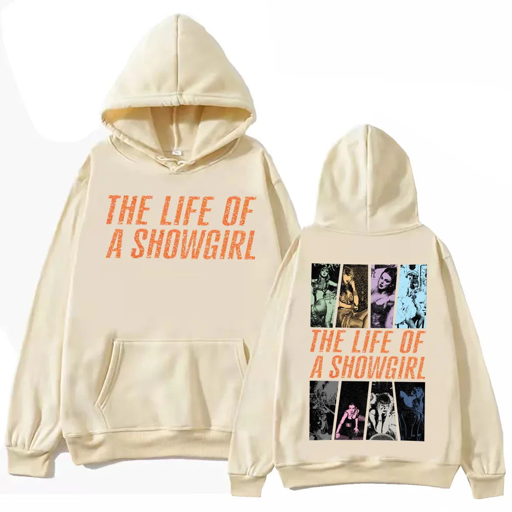 A men's hoodie with a printed pattern of Harajuku street dance from "The Life of a Musical Girl" by Subra Regalo