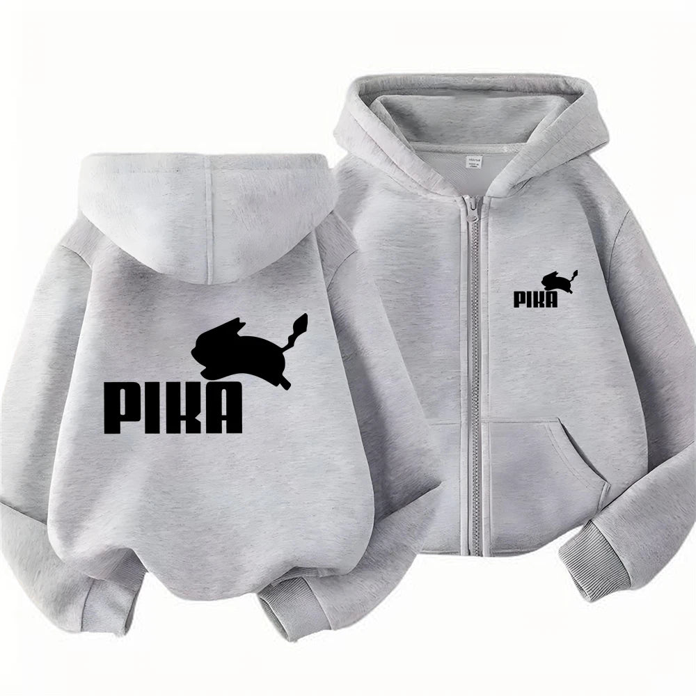 Children Zipper Cardigan Hoodies Print Tops Boy Black Girls Pink Sweatshirt Coat Long Sleeve Casual Fashion Hooded