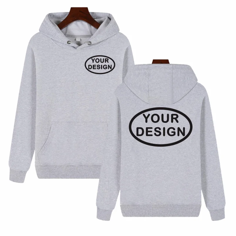 Customized Hooded Sweatshirt With LOGO Printing Embroidery Personalized Photos Casual 100% Pure Cotton And Plush Thick Pullover