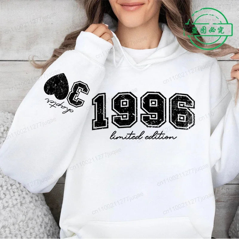 Fashion Womens Hoodies 30th Birthday Hoodies Sweatshirts Personalized Limited Edition 1996 Hooded Sweatshirts Vintage Clothes