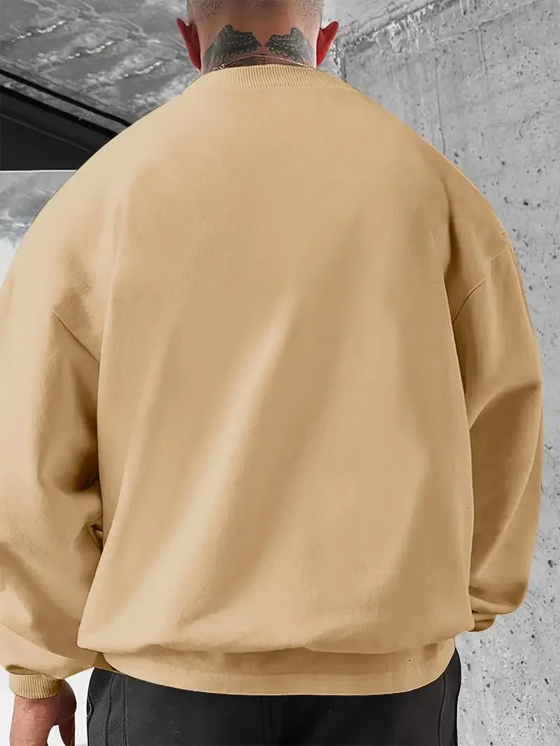 The new men's round-neck hoodie for Spring and Autumn 2025 features street fashion and soft 3D digital pattern printing