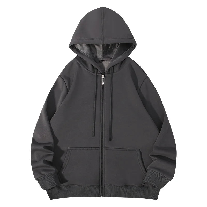 Women Men Oversized Zip Up Hoodie Sports Solid Loose Full Zipper Hooded Sweatshirt Casual Pocket Streetwear Soft Hooded Jacket
