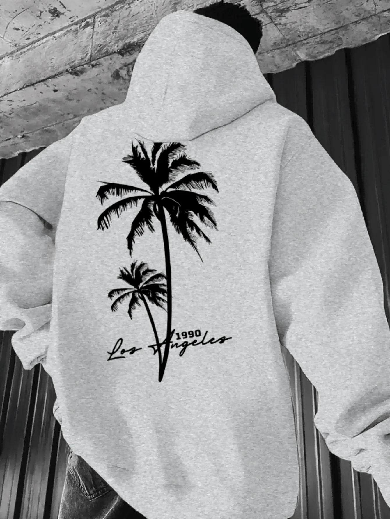 Coconut Tree Pattern Men's Fashion Printed Hooded Sweatshirt，Front and back printed hoodie, a fashionable and unique item