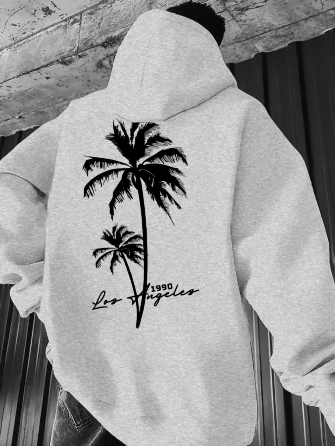 Coconut Tree Pattern Men's Fashion Printed Hooded Sweatshirt，Front and back printed hoodie, a fashionable and unique item