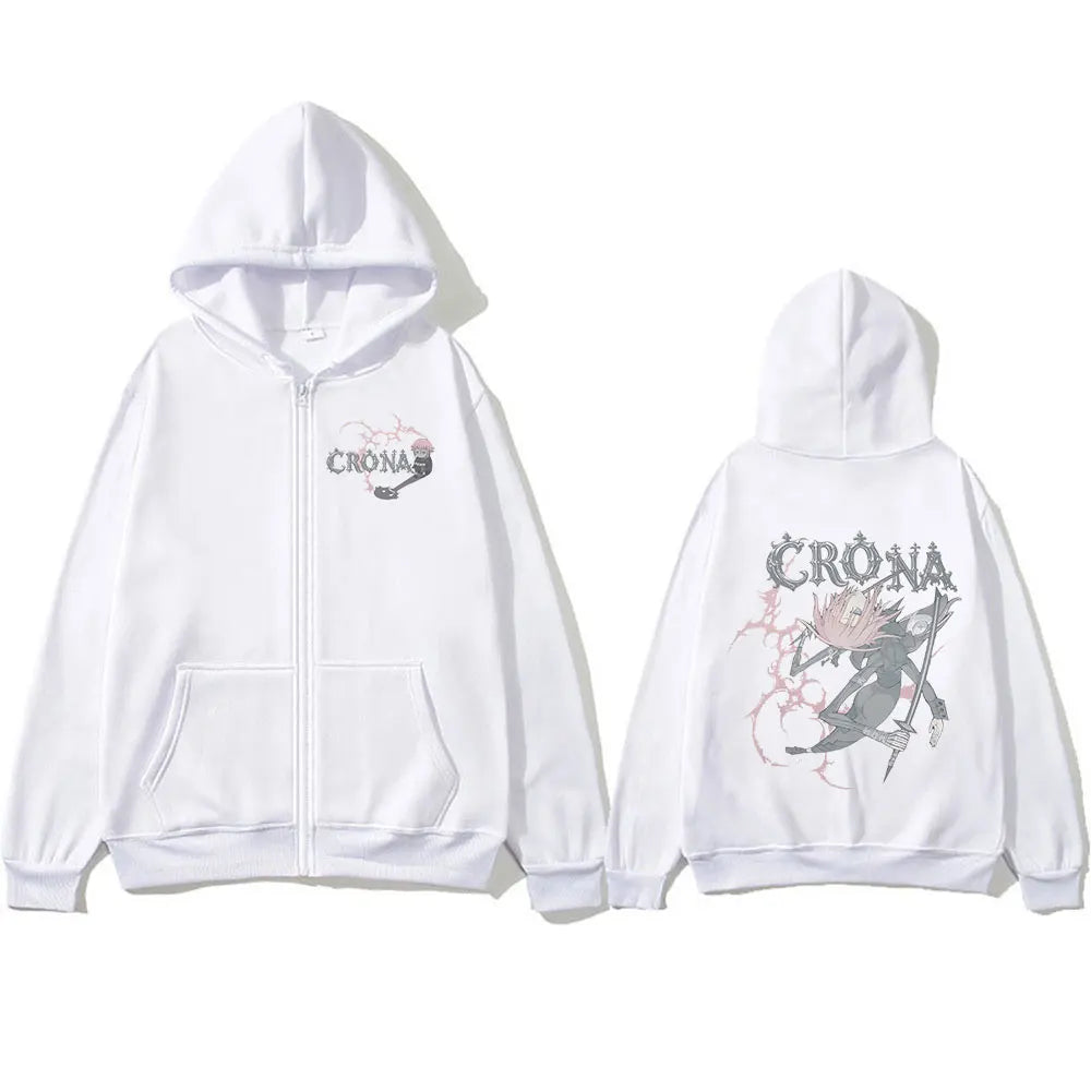 Japanese Anime Soul Eater Crona Zipper Hoodies Men Women Clothing Zip Up Hooded Sweatshirts Long Sleeves Pullovers Jacket Caots