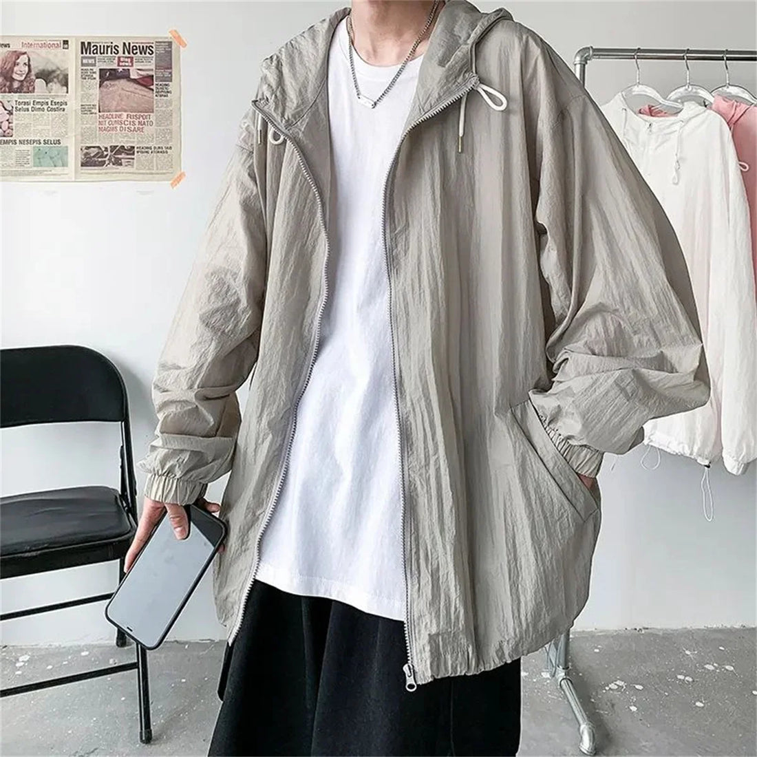 Men's Fashion New Clothing Modest Cover Up Summer Lightweight Breathable Loose Fit Outdoor Office Appropriate Sun Protection