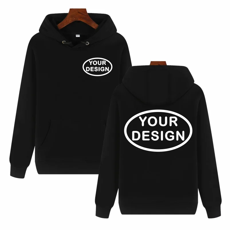 Customized Hooded Sweatshirt With LOGO Printing Embroidery Personalized Photos Casual 100% Pure Cotton And Plush Thick Pullover