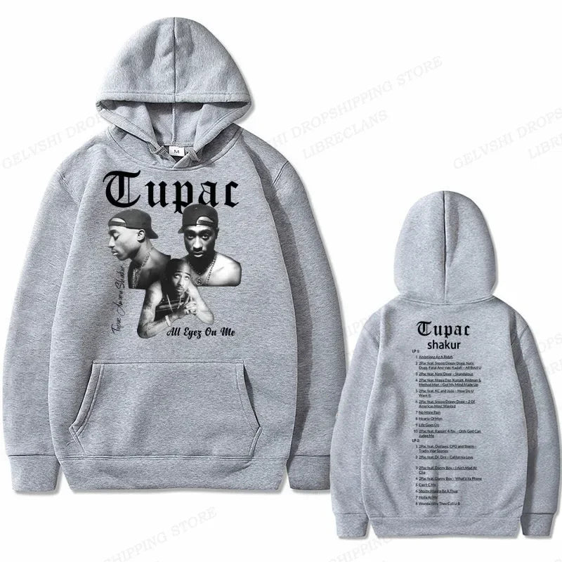 Tupac 2pac Graphic Hoodie Men Clothing Fashion Oversized Hip Hop Comfortable Autumn Winter Sweatshirt Male Casual Fleece Hoodies