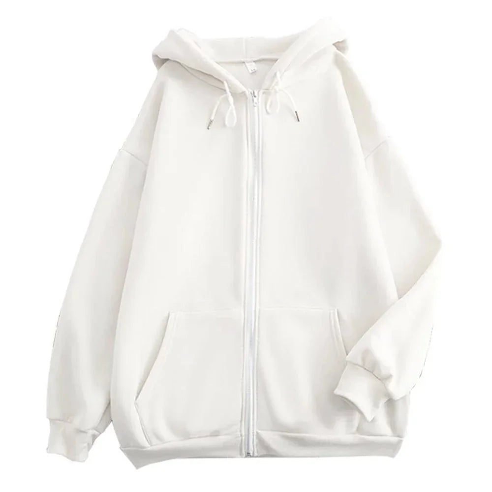 Autumn Trendy Men's Hoodie Solid Color Zip Up Loose Jacket Coats Casual Long Sleeve Hooded Sweatshirt Outdoor  Male Clorhes