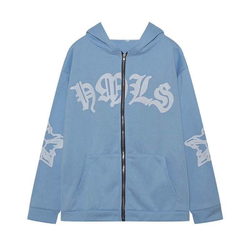 New Women's Street Style Hoodie with Foam Zipper European & American Fashion Casual Comfortable Fit Hooded Sweatshirt