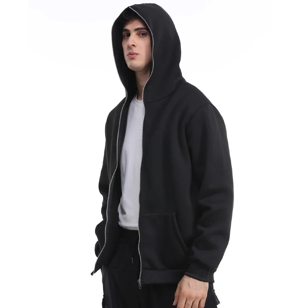 Autumn Winter Polar Fleece Jackets Full Zip Cardigan Hoodies Harajuku Casual Loose Hooded Long Sleeve Sweatshirt Unisex Zip Coat