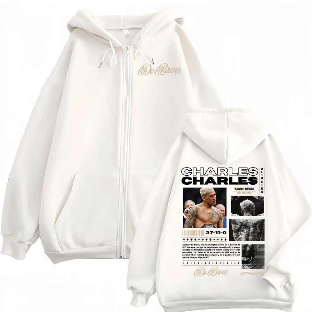 Charles Oliveira Do Bronx Zip Up Hoodies Men Women Fashion Classic Jacket Sweatshirts Coats High Quality Casual Zipper Pullovers