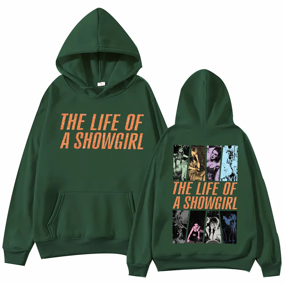 A men's hoodie with a printed pattern of Harajuku street dance from "The Life of a Musical Girl" by Subra Regalo