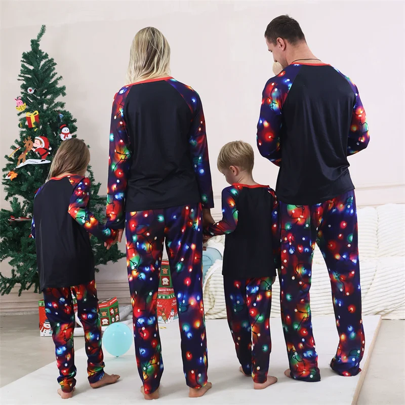 Christmas Family Matching Sets Father Mother Children Cartoon Pajamas+Pants 2Pcs Xmas Parent-Children Homewear Clothes Suit