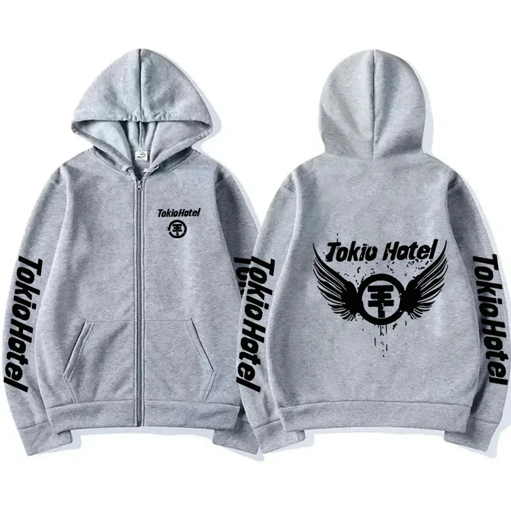 Tokio Hotel Hoodie Men Woman Harajuku Zip Up Jacket Sweatshirt Hip Hop Streetwear Fashion Oversized Long Sleeve Zipper Hoodies