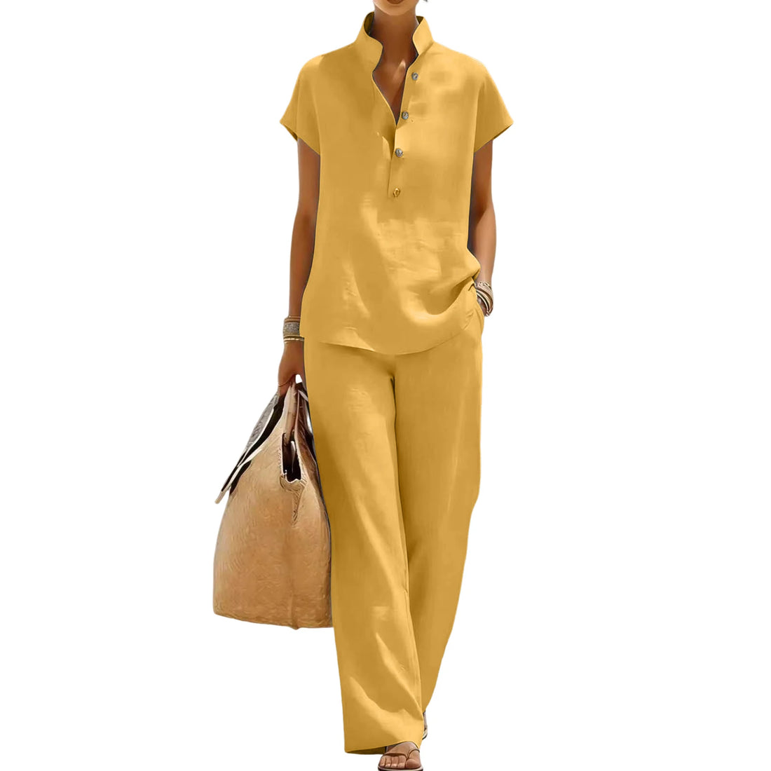 Fashion Cotton Linen Short Sleeved Women Shirt Pants Suit Spring Summer New Simple Casual Pocket Pants Female Office 2 Piece Set