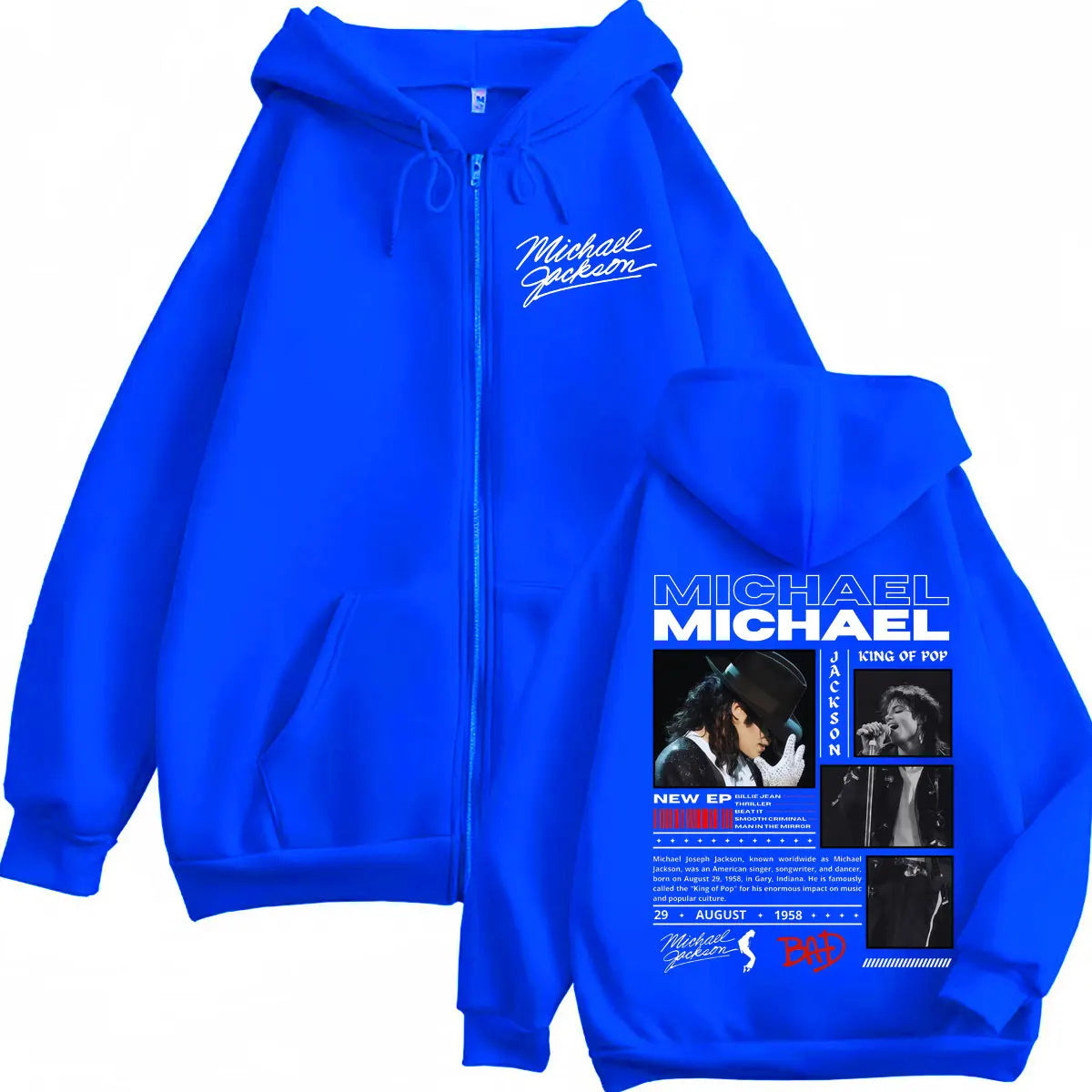 Singer Michael Jackson Classics Zipper Hoodies Rock Fashion Vintage Zip Up Pullovers Men Women Casual Long Sleeve Sweatshirts
