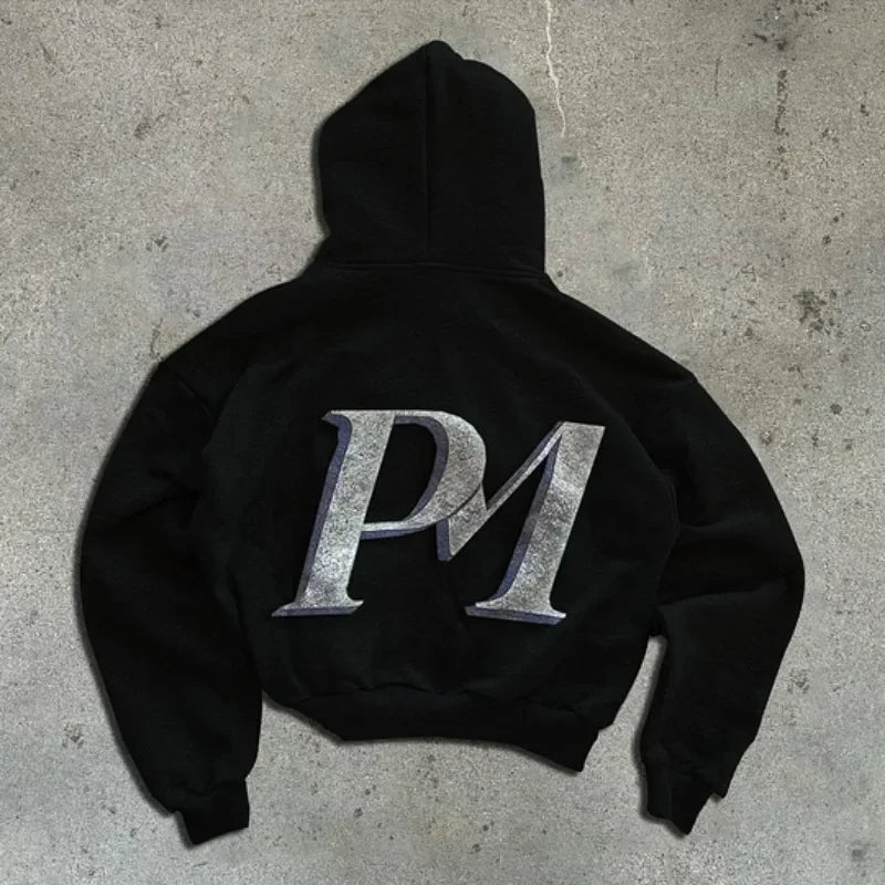 2000s New PM Fashion Men Hoodies Harajuku Hip Hop Printing Long Sleeve Coats Loose zipper Hooded Sweatshirt Men Women Streetwear