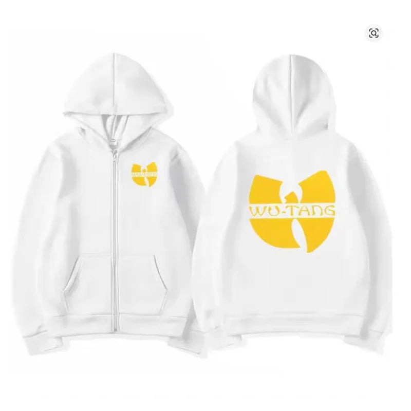Hip Hop Années 90 Wu Clan T-Tangs Graphics Hoodie Men Women's Punk Zip Up Jacket Long Sleeve Fleece Gothic Coat Loose Streetwear