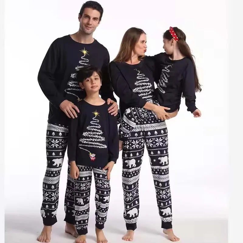 New Family Christmas Pajamas Mom Dad Kids Matching Clothing Set Baby Romper Pjs Soft Loose 2 Pieces Suit Homewear Xmas Look