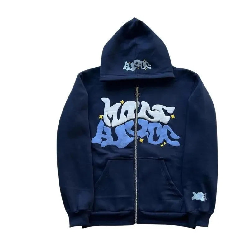 Hoodies Men's Sweatshirt 2026 Street Fashion Gothic Punk Hip-Hop Zipper Print Hooded Sweatshirt Hoodie Sweatshirt Man's Clothing