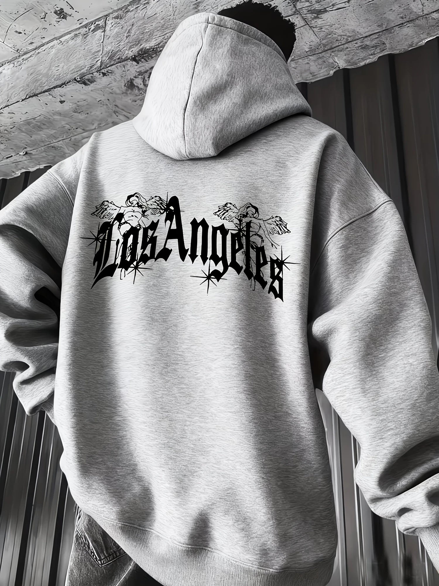 Los Angeles Gothic Angel Retro Print Hoodie Breathable And Wrinkle-Resistant, for Daily And West Coast Outfits