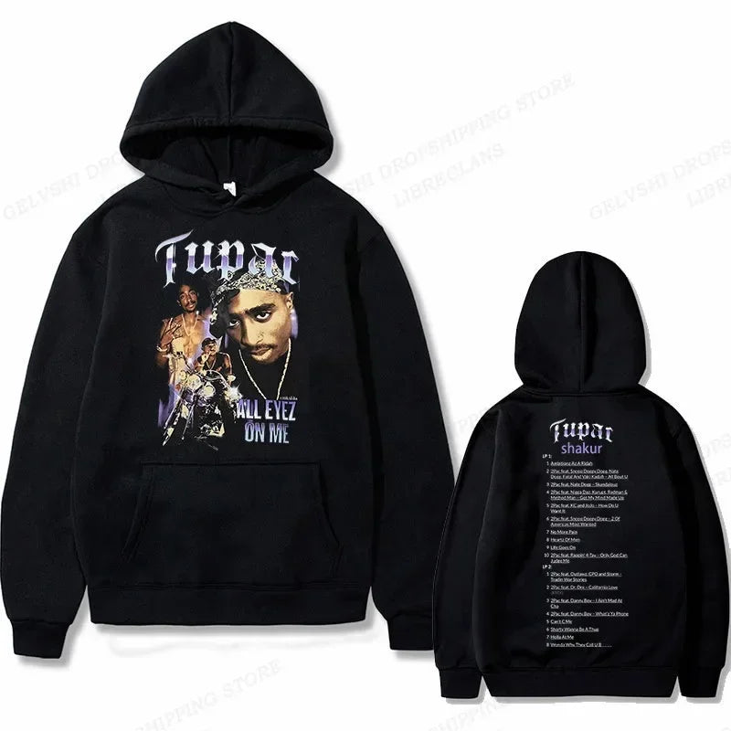 Tupac 2pac Graphic Hoodie Men Clothing Fashion Oversized Hip Hop Comfortable Autumn Winter Sweatshirt Male Casual Fleece Hoodies