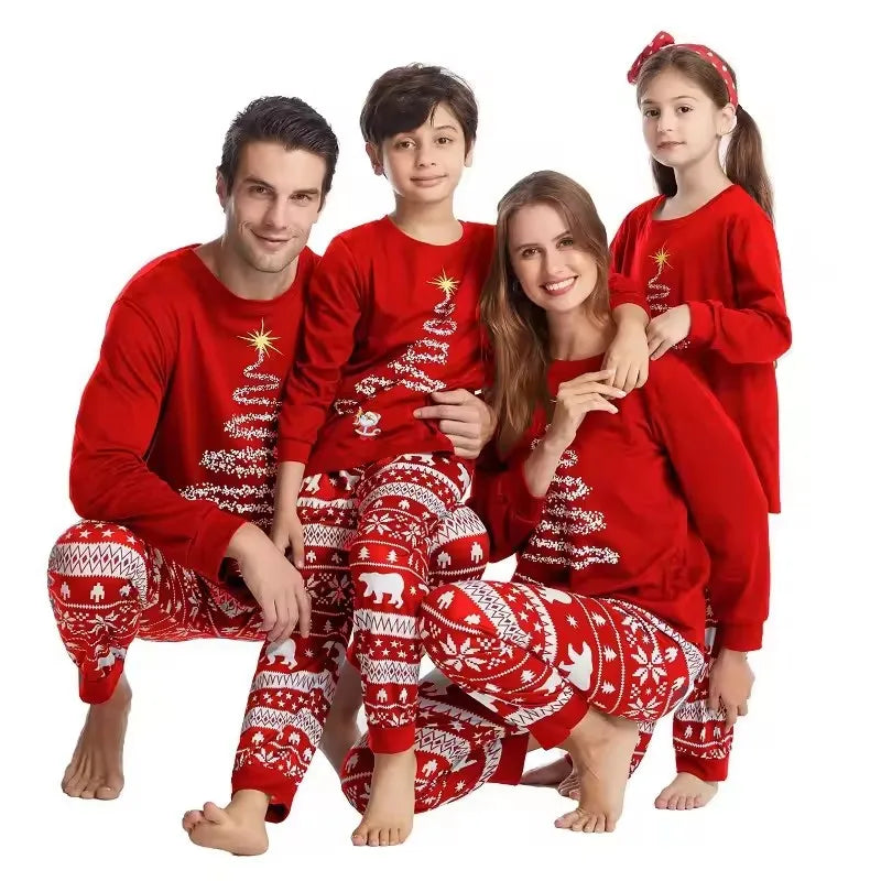 New Family Christmas Pajamas Mom Dad Kids Matching Clothing Set Baby Romper Pjs Soft Loose 2 Pieces Suit Homewear Xmas Look