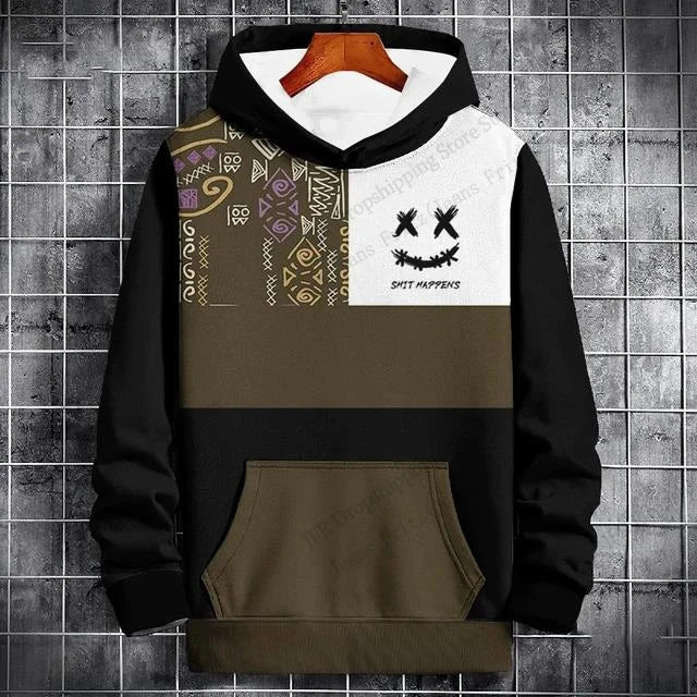 New Ethnic Geometric 3d Print Hoodie Men Women Fashion Gothic Patchwork Hoodie Sweatshirt Vintage Tracksuit Men Clothing Black