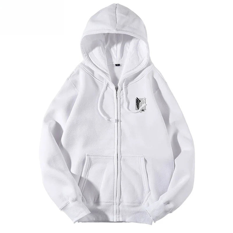 Attack on Titan Chest Logo Printed Zipper Hoodie 2025 Autumn/Winter New American Hip Hop Men's Casual Loose Sweater Top