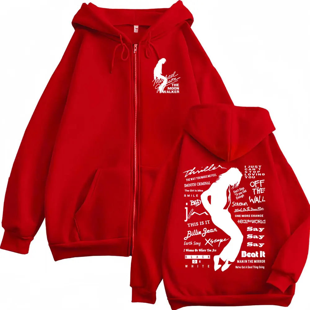 Michael Jackson King of Pop Zipper Hoodies Men Women Harajuku Streetwear Jacket Sweatshirts Casual Fleece Zip Up Pullovers Coats