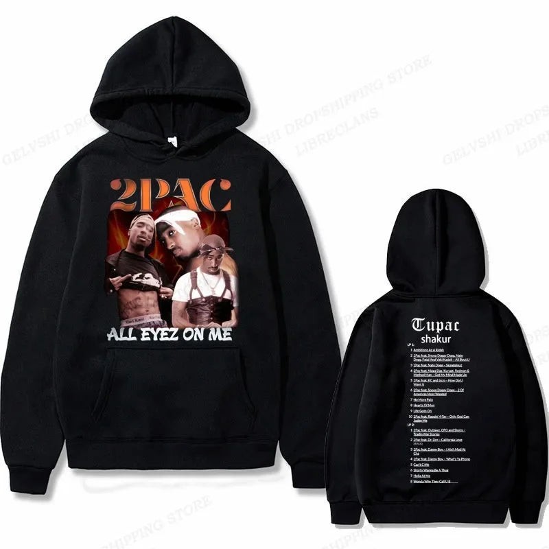 Tupac 2pac Graphic Hoodie Men Clothing Fashion Oversized Hip Hop Comfortable Autumn Winter Sweatshirt Male Casual Fleece Hoodies