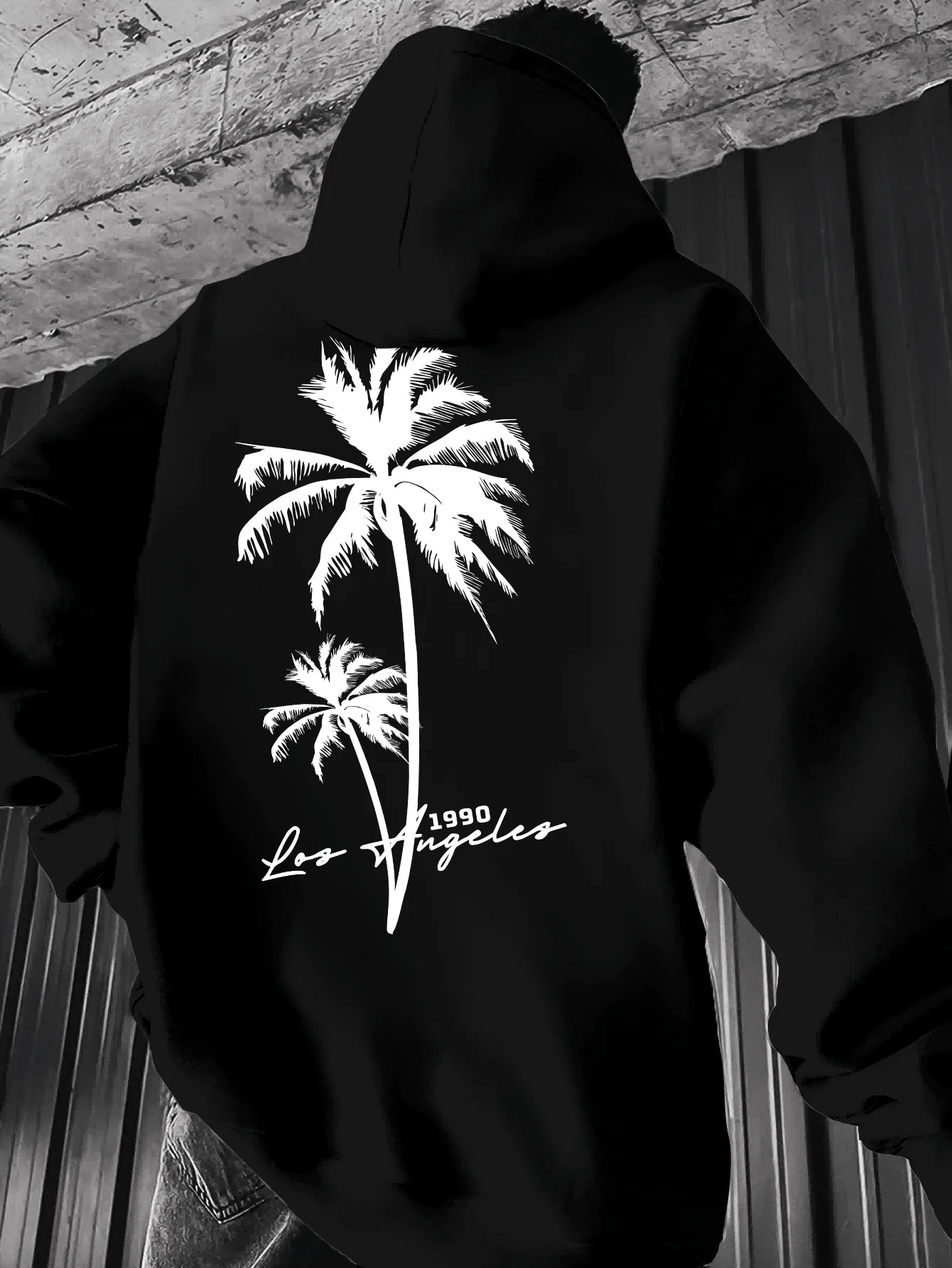 Coconut Tree Pattern Men's Fashion Printed Hooded Sweatshirt，Front and back printed hoodie, a fashionable and unique item