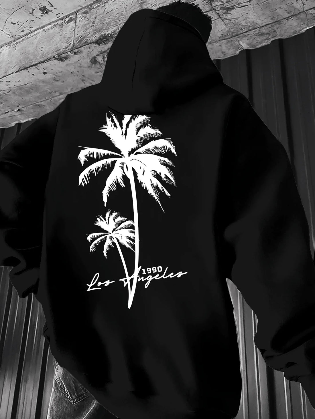 Coconut Tree Pattern Men's Fashion Printed Hooded Sweatshirt，Front and back printed hoodie, a fashionable and unique item