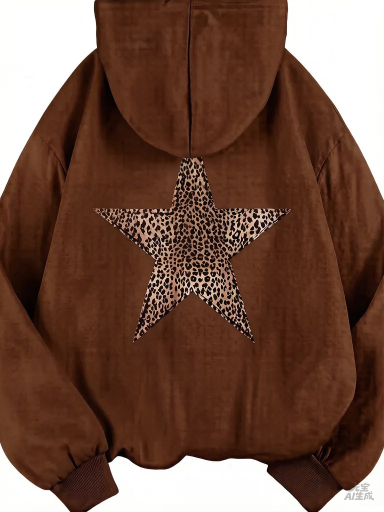 2025 Star Graphic Hoodies Y2k Leopard Print Hooded Sweatshirt Cheetah Hoodie Fashion Casual HipHop Harajuku Unisex Pullover